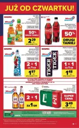 Gazetka promocyjna Carrefour - Gazetka Weekend okazji już od czwartku! - Gazetka - ważna od 18.04 do 18.04.2026 - strona 5 - produkty: Piwo, Sok, Coca-Cola, Tiger, Napój gazowany, Kubuś Waterrr, Fanta, Kubuś, Sprite, Napój, Fa