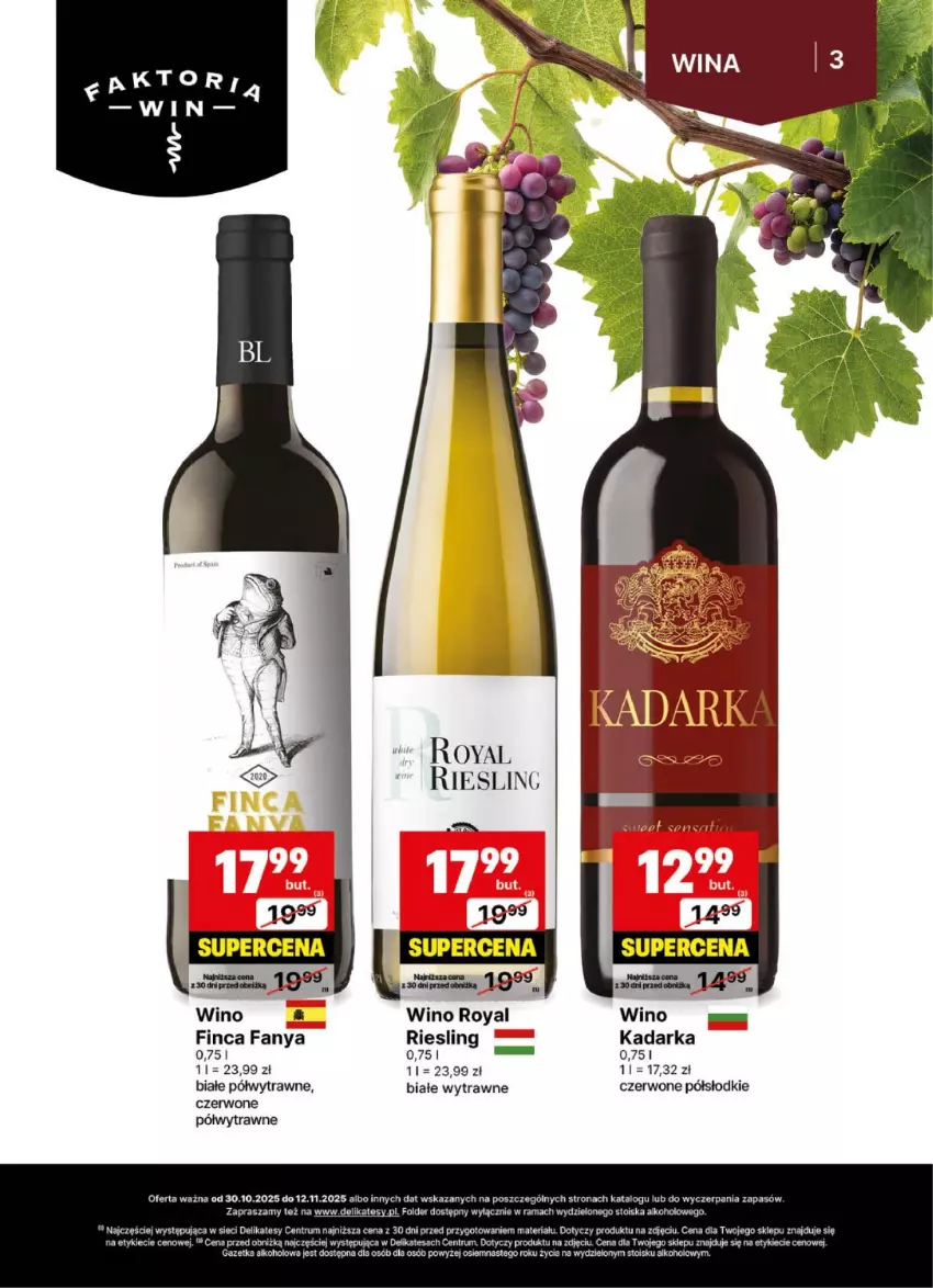Gazetka promocyjna Delikatesy Centrum - Delibarek DC44-DC45 - ważna 30.10 do 12.11.2025 - strona 3 - produkty: Fa, Rama, Rum, Wino