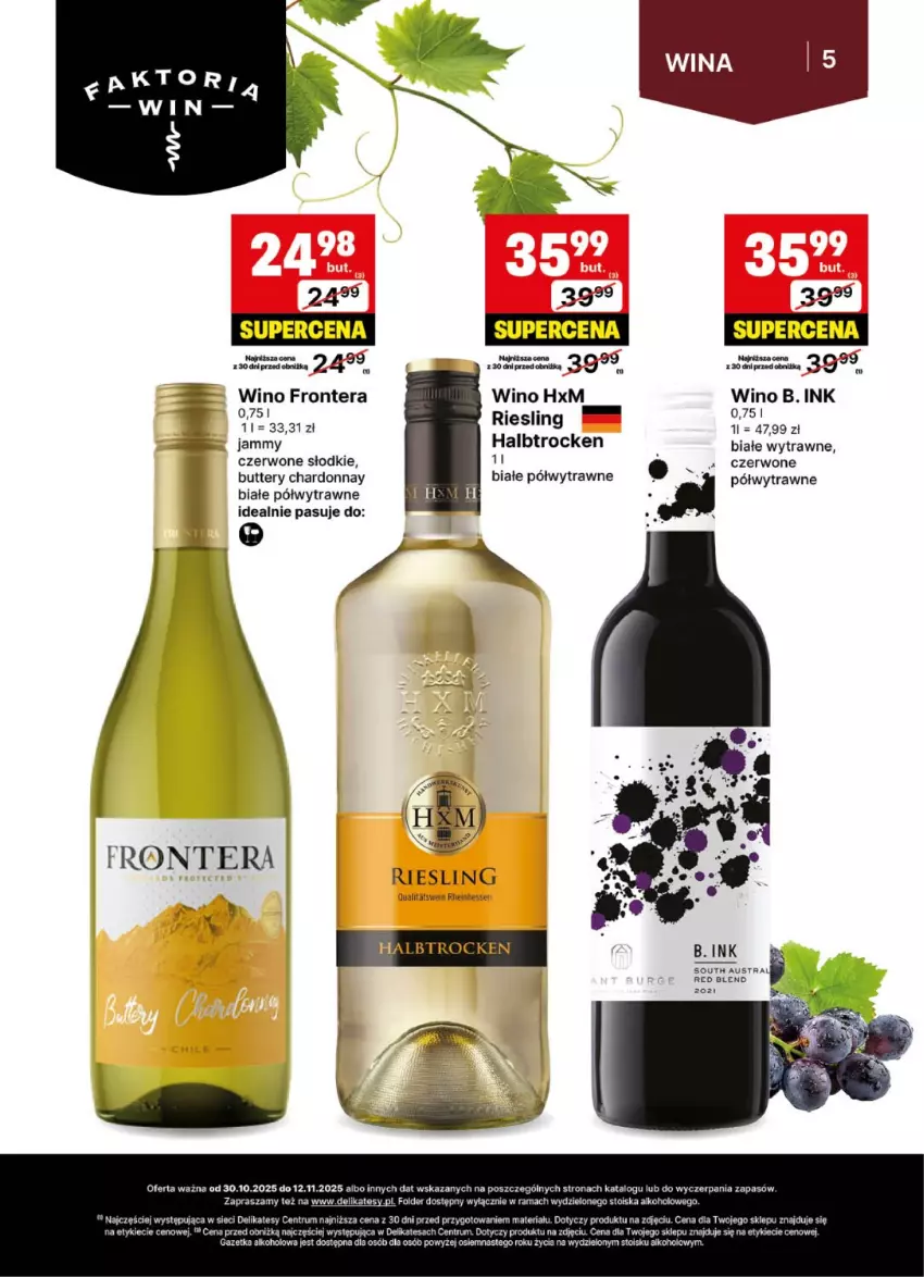 Gazetka promocyjna Delikatesy Centrum - Delibarek DC44-DC45 - ważna 30.10 do 12.11.2025 - strona 5 - produkty: Chardonnay, HP, Rama, Rum, Tera, Wino