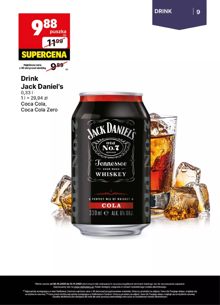 Gazetka promocyjna Delikatesy Centrum - Delibarek DC44-DC45 - ważna 30.10 do 12.11.2025 - strona 9 - produkty: Jack Daniel's, Rama, Rum, Whiskey