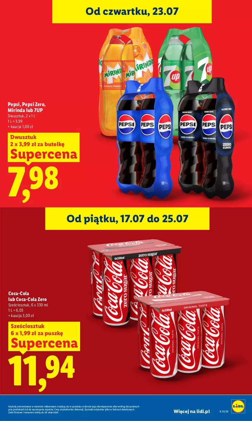Gazetka promocyjna Lidl - Gazetka ważna od 23.07. do 25.07. - ważna 23.07 do 25.07.2026 - strona 21 - produkty: 7up, Coca-Cola, Mirinda, Pepsi
