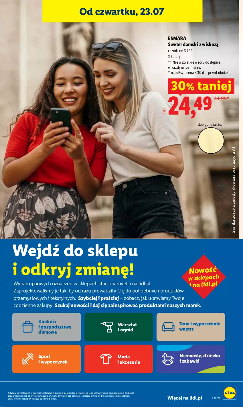 Gazetka promocyjna Lidl - Gazetka ważna od 23.07. do 25.07. - ważna 23.07 do 25.07.2026 - strona 45 - produkty: Gra, Grafika, Kuchnia, Moda, Ogród, Por, Sport, Sweter