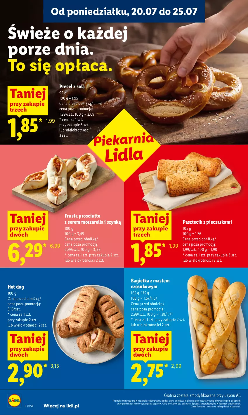 Gazetka promocyjna Lidl - Gazetka ważna od 23.07. do 25.07. - ważna 23.07 do 25.07.2026 - strona 58 - produkty: Bagietka, Gra, Grafika, Hot dog, Mozzarella, Pasztecik z pieczarkami, Piec, Pieczarka, Por, Prosciutto, Rust, Ser