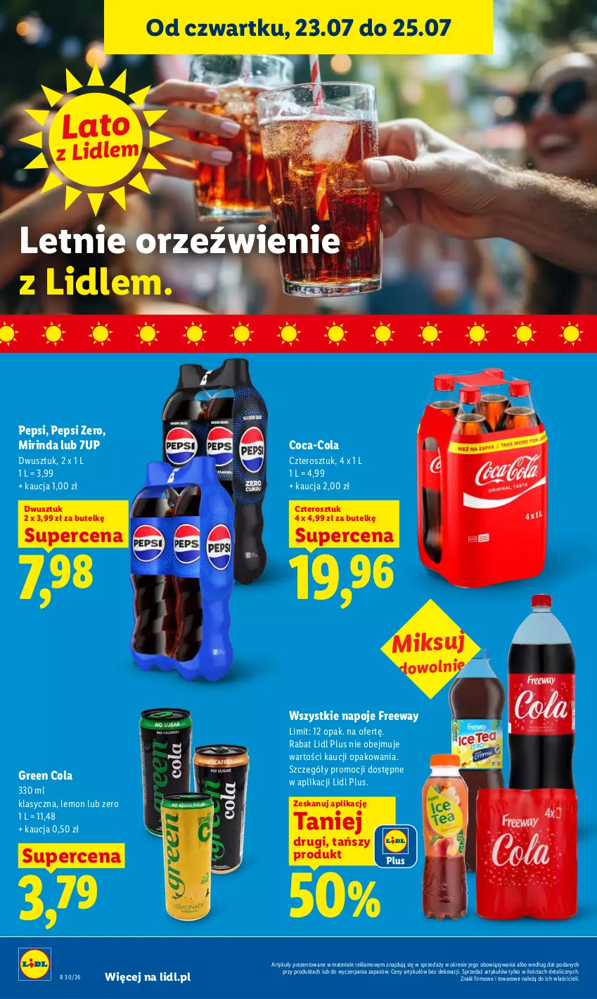 Gazetka promocyjna Lidl - Gazetka ważna od 23.07. do 25.07. - ważna 23.07 do 25.07.2026 - strona 74 - produkty: 7up, Coca-Cola, Mirinda, Napoje, Pepsi