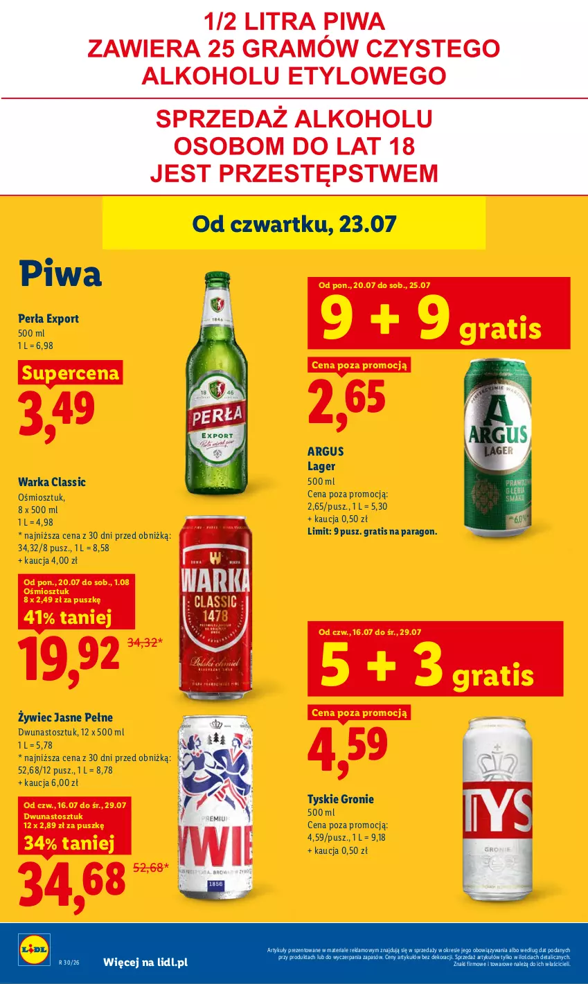 Gazetka promocyjna Lidl - Gazetka ważna od 23.07. do 25.07. - ważna 23.07 do 25.07.2026 - strona 78 - produkty: Gra, Perła, Piwa, Por, Tyskie, Warka