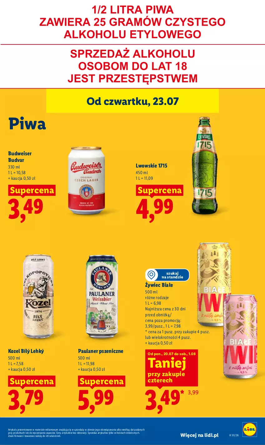 Gazetka promocyjna Lidl - Gazetka ważna od 23.07. do 25.07. - ważna 23.07 do 25.07.2026 - strona 79 - produkty: Kozel, Piwa, Ser