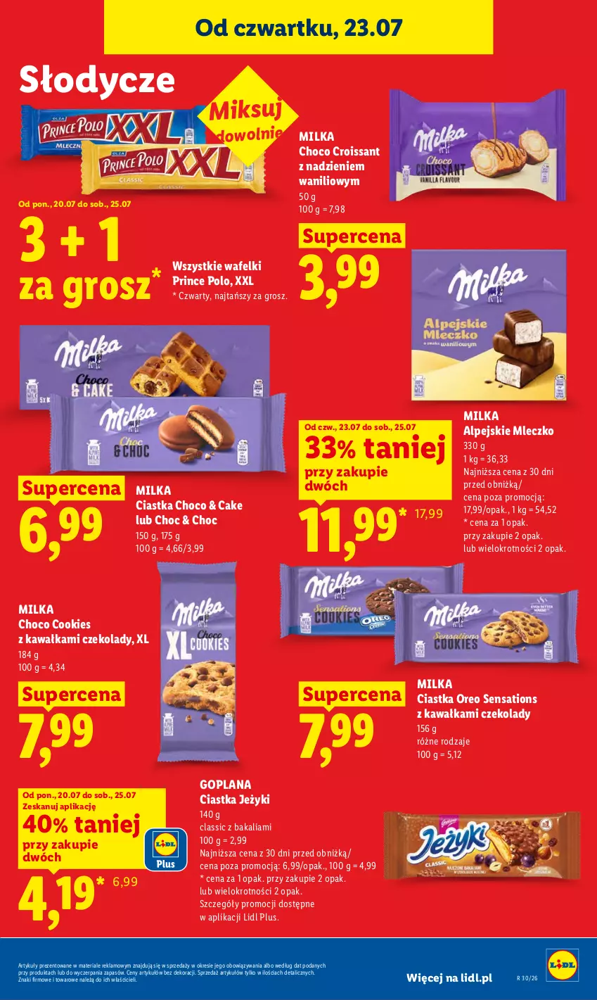 Gazetka promocyjna Lidl - Gazetka ważna od 23.07. do 25.07. - ważna 23.07 do 25.07.2026 - strona 83 - produkty: Ciastka, Croissant, Goplana, Jeżyki, Kawa, LANA, Milka, Mleczko, Oreo, Prince Polo, Sati