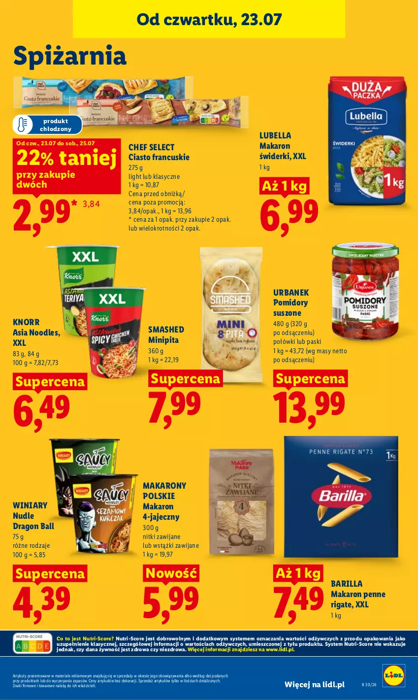 Gazetka promocyjna Lidl - Gazetka ważna od 23.07. do 25.07. - ważna 23.07 do 25.07.2026 - strona 89 - produkty: Barilla, Bell, Bella, Ciasto francuskie, Knorr, Lubella, Makaron, Penne, Pomidory, Winiary