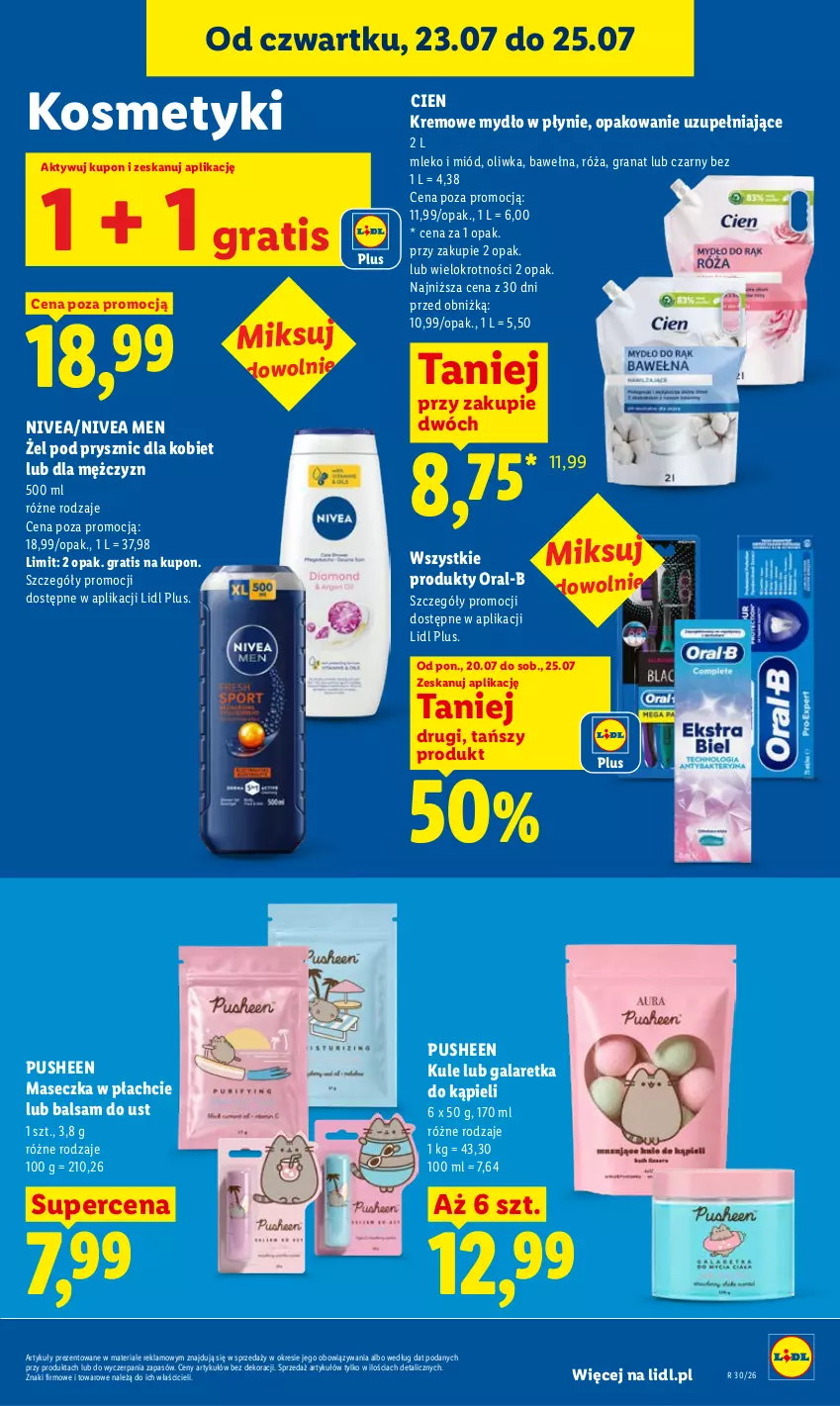 Gazetka promocyjna Lidl - Gazetka ważna od 23.07. do 25.07. - ważna 23.07 do 25.07.2026 - strona 93 - produkty: Balsam do ust, Gala, Galaretka, Gra, Granat, Miód, Mleko, Mydło, Mydło w płynie, Nivea, Nivea Men, Róża, Wełna