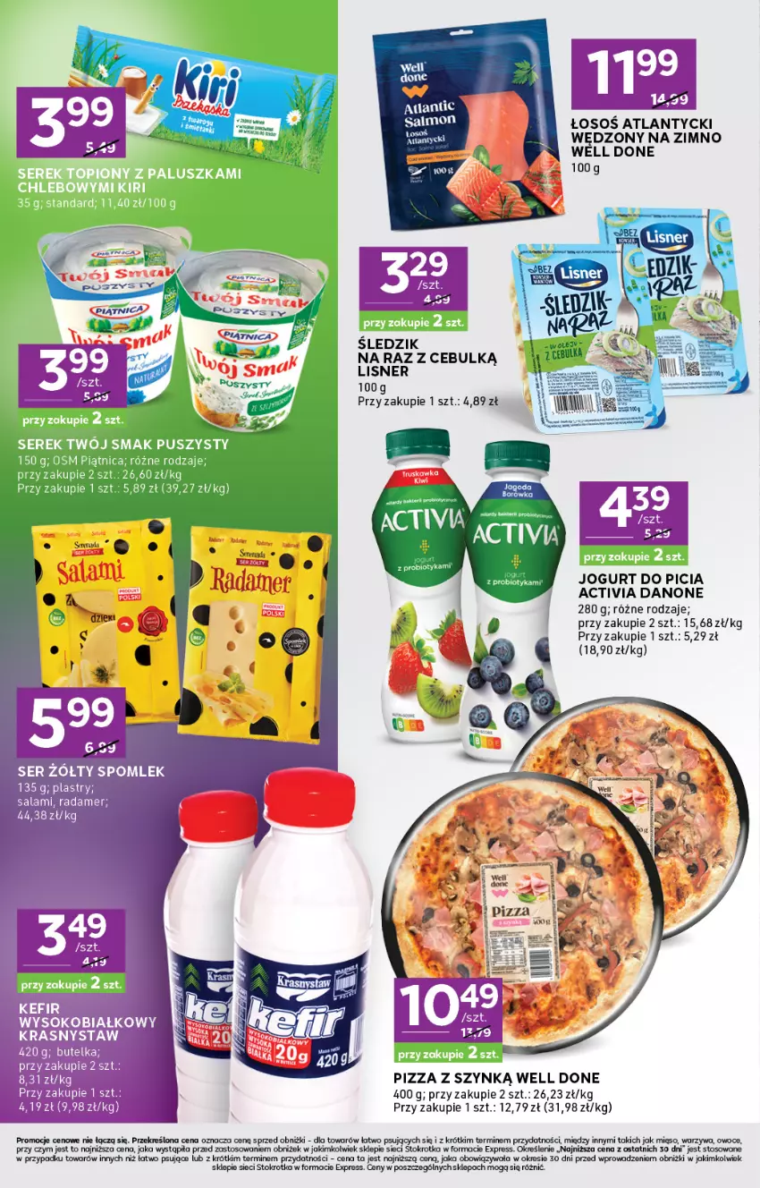 Gazetka promocyjna Stokrotka - Stokrotka Express - ważna 29.01 do 04.02.2026 - strona 4 - produkty: Activia, Danone, Fa, Jogurt, Lisner, Mięso, Owoce, Pizza, Pur, Radamer, Salami, Ser, Ser zołty, Sok, Sos, Warzywa