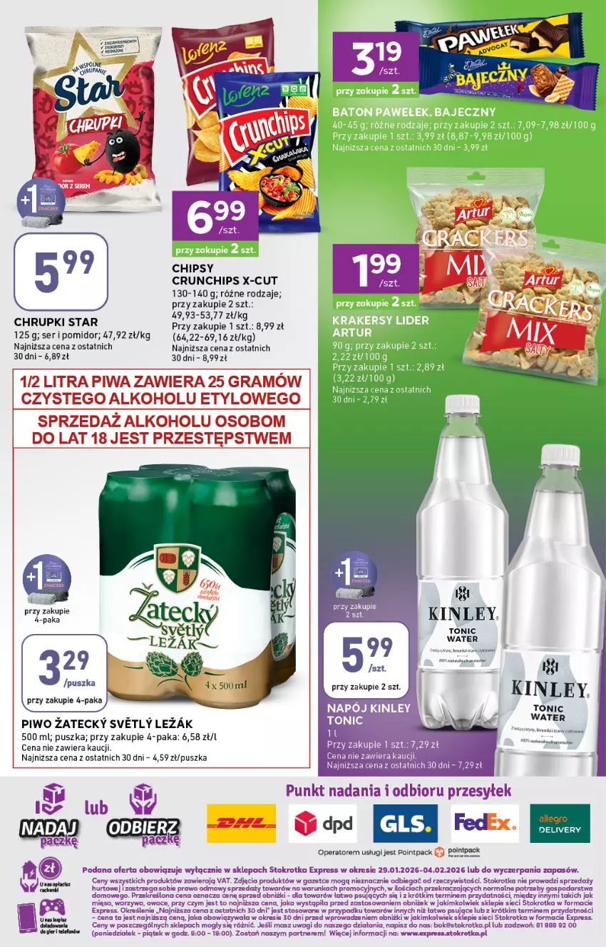 Gazetka promocyjna Stokrotka - Stokrotka Express - ważna 29.01 do 04.02.2026 - strona 6 - produkty: Chipsy, Chrupki, Crunchips, Fa, Gra, Napój, O nas, Owoce, Piwa, Piwo, Ser, Wagi, Warzywa