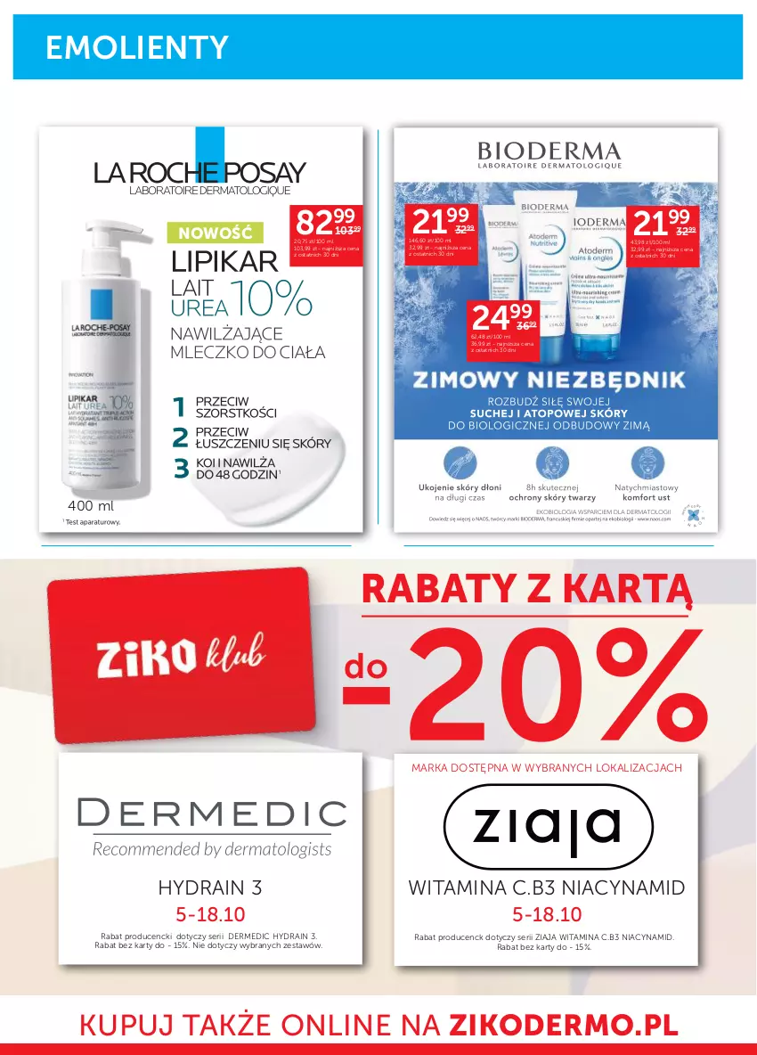 Gazetka promocyjna Ziko - Gazetka Ziko Dermo - ważna 05.10 do 18.10.2023 - strona 20 - produkty: Dermedic, Lipikar, Ser, Ziaja