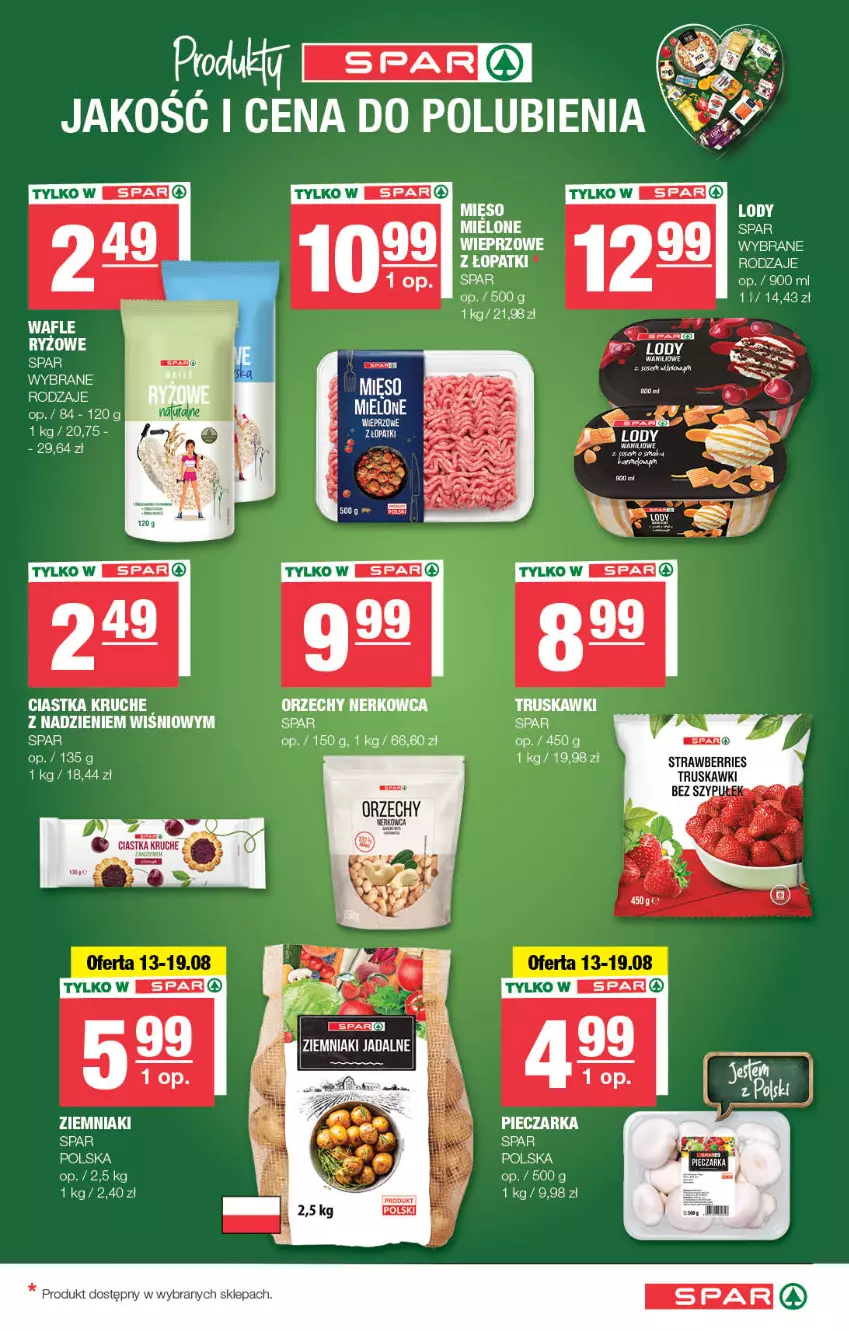 Gazetka promocyjna Spar - Spar - ważna 10.08 do 20.08.2025 - strona 5 - produkty: Ciastka, Lody, Mięso, Truskawki, Ziemniaki