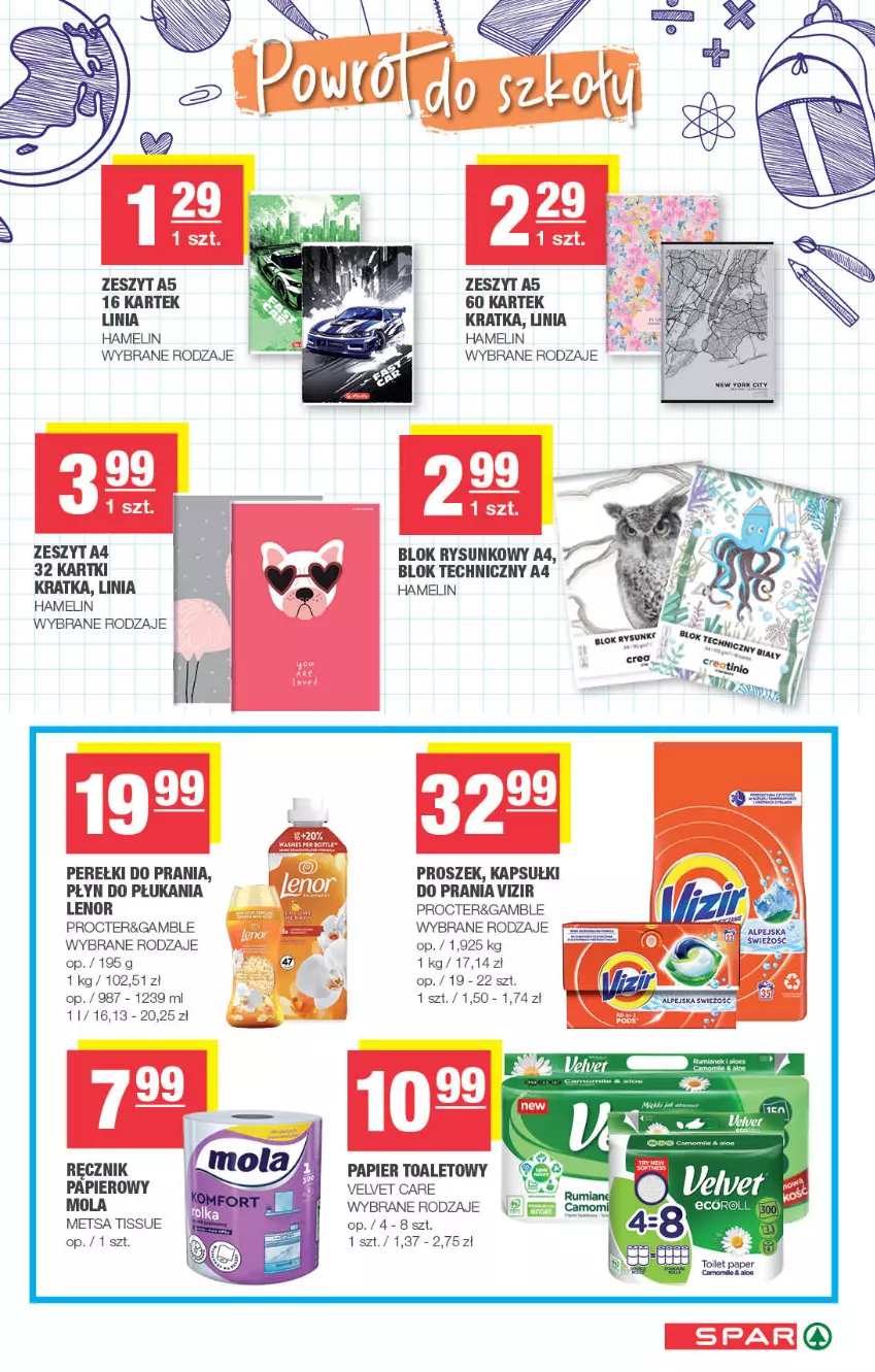 Gazetka promocyjna Spar - Spar - ważna 10.08 do 20.08.2025 - strona 7 - produkty: Kapsułki do prania, Lenor, Mola, Papier, Papier toaletowy, Płyn do płukania, Ręcznik, Velvet, Vizir