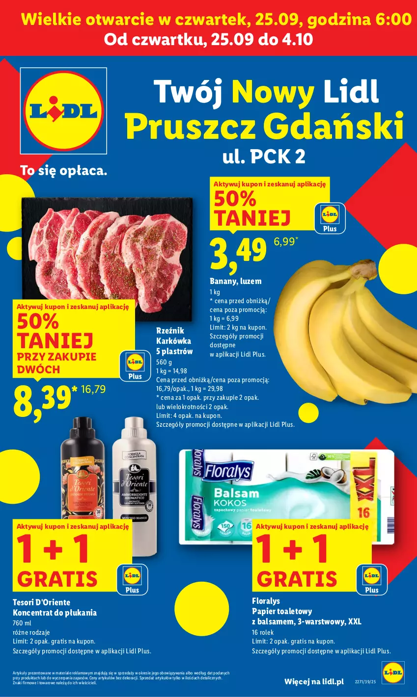 Gazetka promocyjna Lidl - Lidl w Pruszczu Gdańskim - ważna 25.09 do 04.10.2025 - strona 1 - produkty: Banany, Flora, Gra, Papier, Papier toaletowy