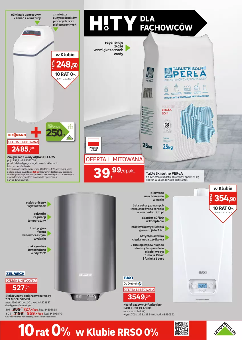 Gazetka promocyjna Leroy Merlin - Gazetka Leroy Merlin - ważna 24.01 do 13.02.2024 - strona 23 - produkty: Fa, Gra, Grzejnik, Grzejnik łazienkowy, Koc, Kocioł gazowy, Perła, Por, Ser, Tablet, Woda