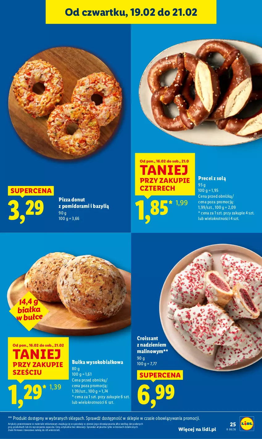 Gazetka promocyjna Lidl - GAZETKA - ważna 19.02 do 21.02.2026 - strona 25 - produkty: Bazyl, Bułka, Croissant, Donut, Pizza, Sok