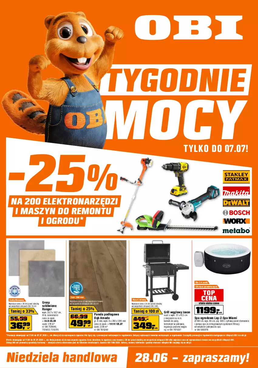 Gazetka promocyjna Obi - Gazetka OBI - ważna 17.06 do 07.07.2026 - strona 1 - produkty: Dres, Gres, Grill, Pokrywa, Por, Telefon, Termometr, Top