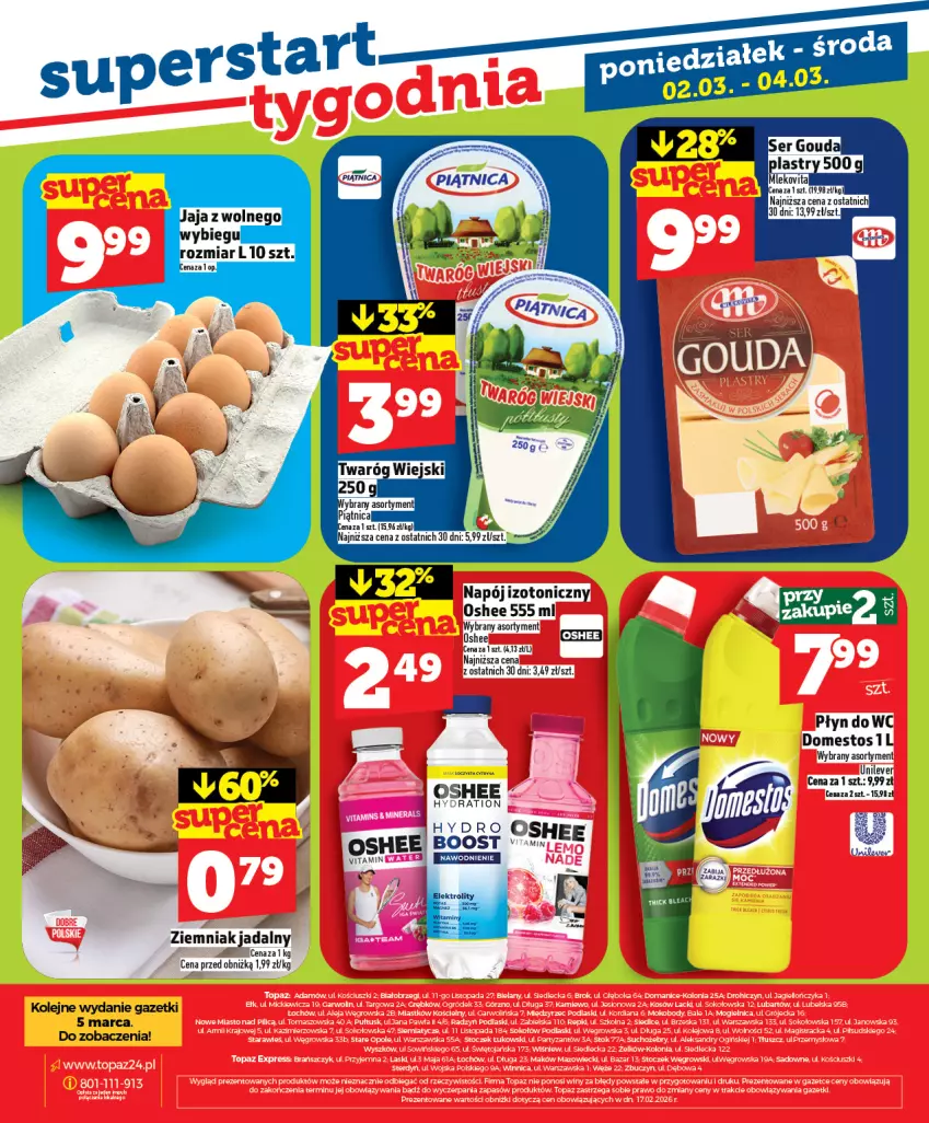 Gazetka promocyjna Topaz - Gazetka - ważna 25.02 do 04.03.2026 - strona 28 - produkty: Domestos, Napój, Napój izotoniczny, Olej, Oshee, Płyn do wc