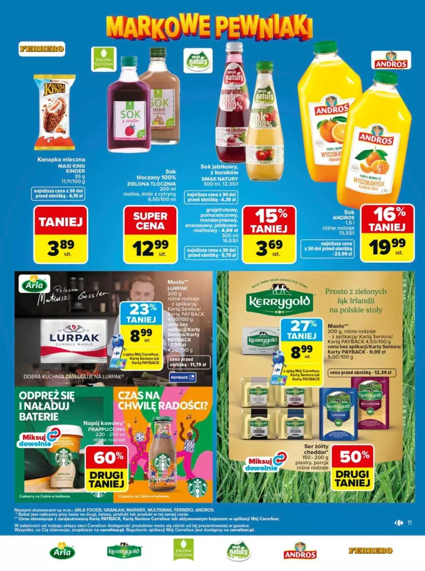 Gazetka promocyjna Carrefour - Gazetka Carrefour, Market Łap markowe pewniaki! - ważna 11.05 do 23.05.2026 - strona 11 - produkty: Cheddar, Ferrero, Gra, Masło, Por, Ser, Sok