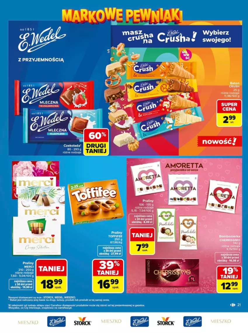 Gazetka promocyjna Carrefour - Gazetka Carrefour, Market Łap markowe pewniaki! - ważna 11.05 do 23.05.2026 - strona 21 - produkty: Czekolada, Merci, Praliny