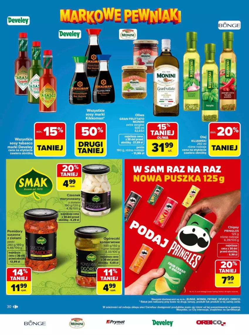 Gazetka promocyjna Carrefour - Gazetka Carrefour, Market Łap markowe pewniaki! - ważna 11.05 do 23.05.2026 - strona 30 - produkty: Czosnek, Fa, LG, Monini, Pomidory, Pringles, Prymat, Ser