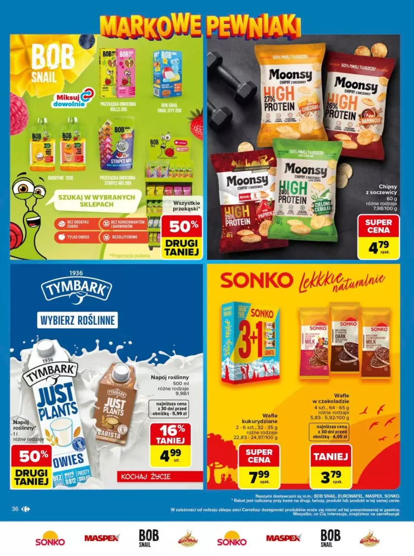 Gazetka promocyjna Carrefour - Gazetka Carrefour, Market Łap markowe pewniaki! - ważna 11.05 do 23.05.2026 - strona 36 - produkty: Chipsy, Dada, Napój, Napój roślinny, Sonko, Wafle