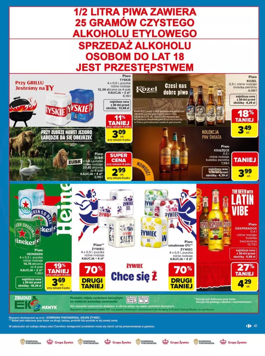 Gazetka promocyjna Carrefour - Gazetka Carrefour, Market Łap markowe pewniaki! - ważna 11.05 do 23.05.2026 - strona 41 - produkty: Fa, Heineken, Kozel, Książęce, Piwo, Tyskie