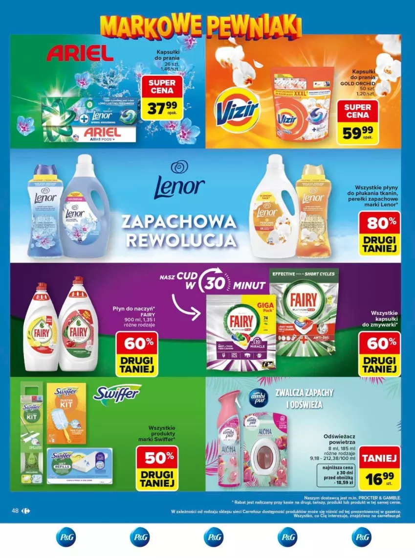 Gazetka promocyjna Carrefour - Gazetka Carrefour, Market Łap markowe pewniaki! - ważna 11.05 do 23.05.2026 - strona 48 - produkty: Kapsułki do prania, Lenor, Odświeżacz powietrza, Perełki zapachowe, Zmywarki