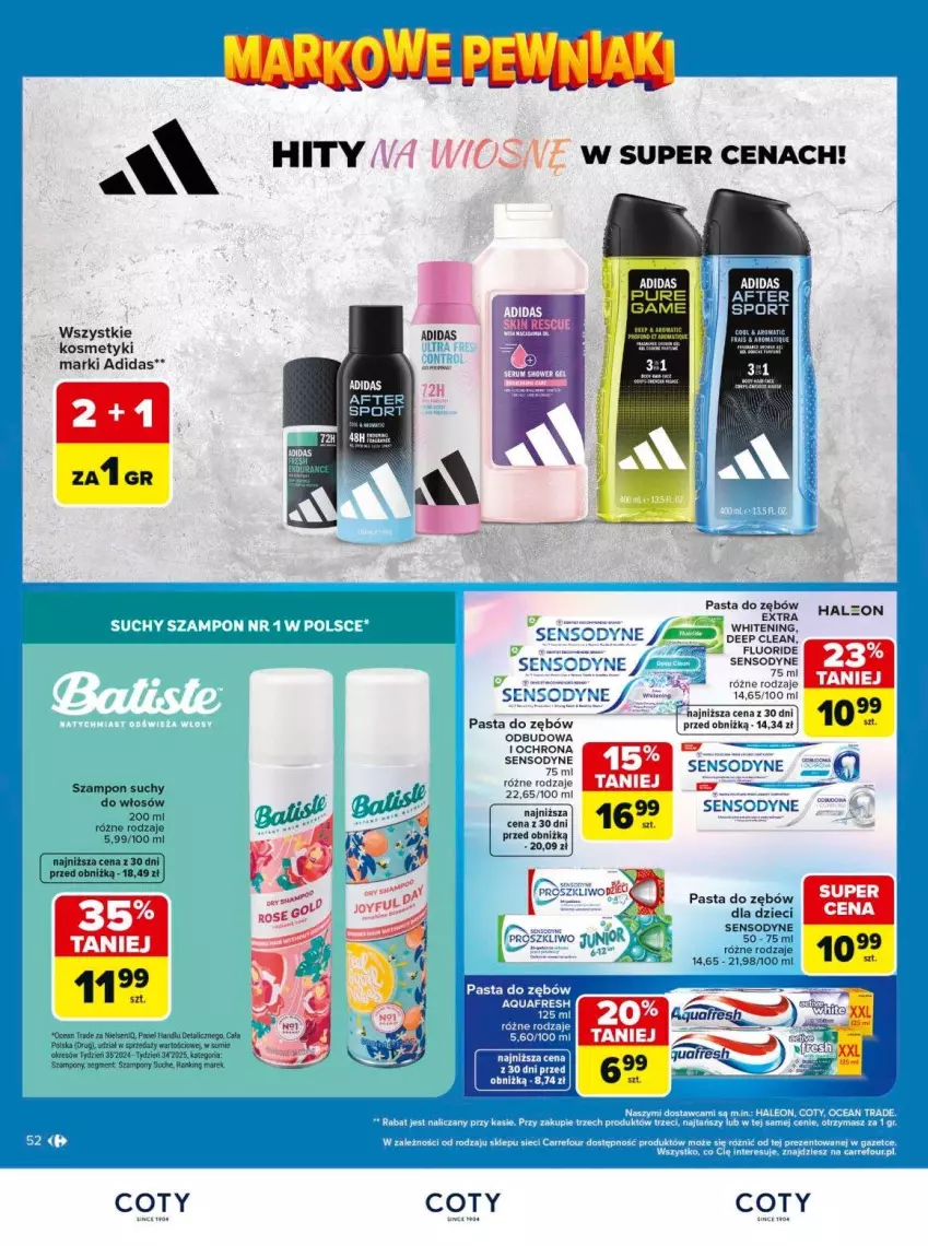 Gazetka promocyjna Carrefour - Gazetka Carrefour, Market Łap markowe pewniaki! - ważna 11.05 do 23.05.2026 - strona 52 - produkty: Adidas, Dzieci, Eleo, Fa, Pasta do zębów, Por, Sensodyne, Sport