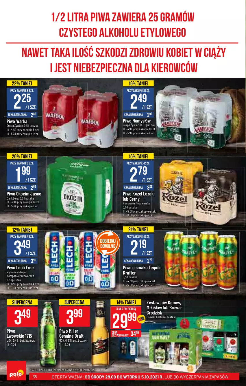 Gazetka promocyjna PoloMarket - Gazetka pomocyjna - ważna 29.09 do 05.10.2021 - strona 38 - produkty: Carlsberg, Fortuna, Koc, Kozel, Namysłów, Okocim, Piwo, Warka