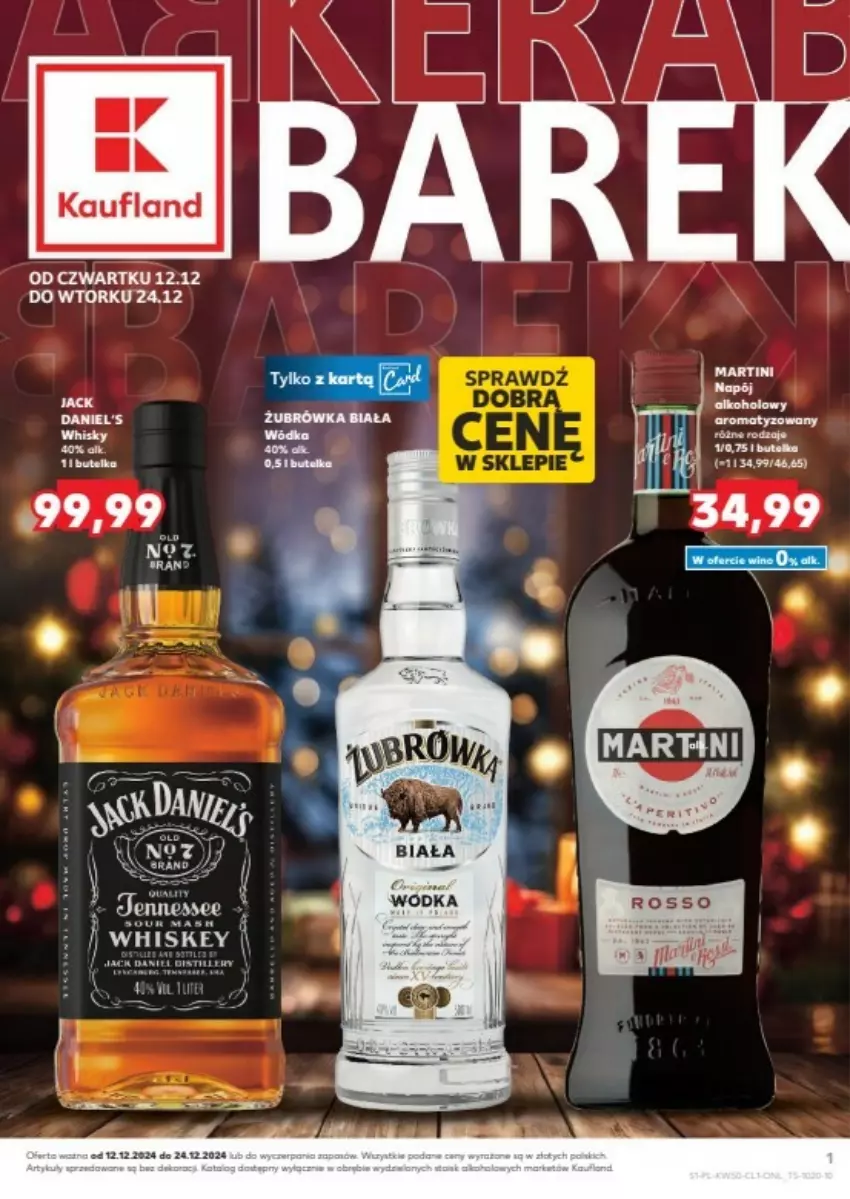 Gazetka promocyjna Kaufland - ważna 12.12 do 24.12.2024 - strona 1 - produkty: Fa, Martini, Napój, Whiskey