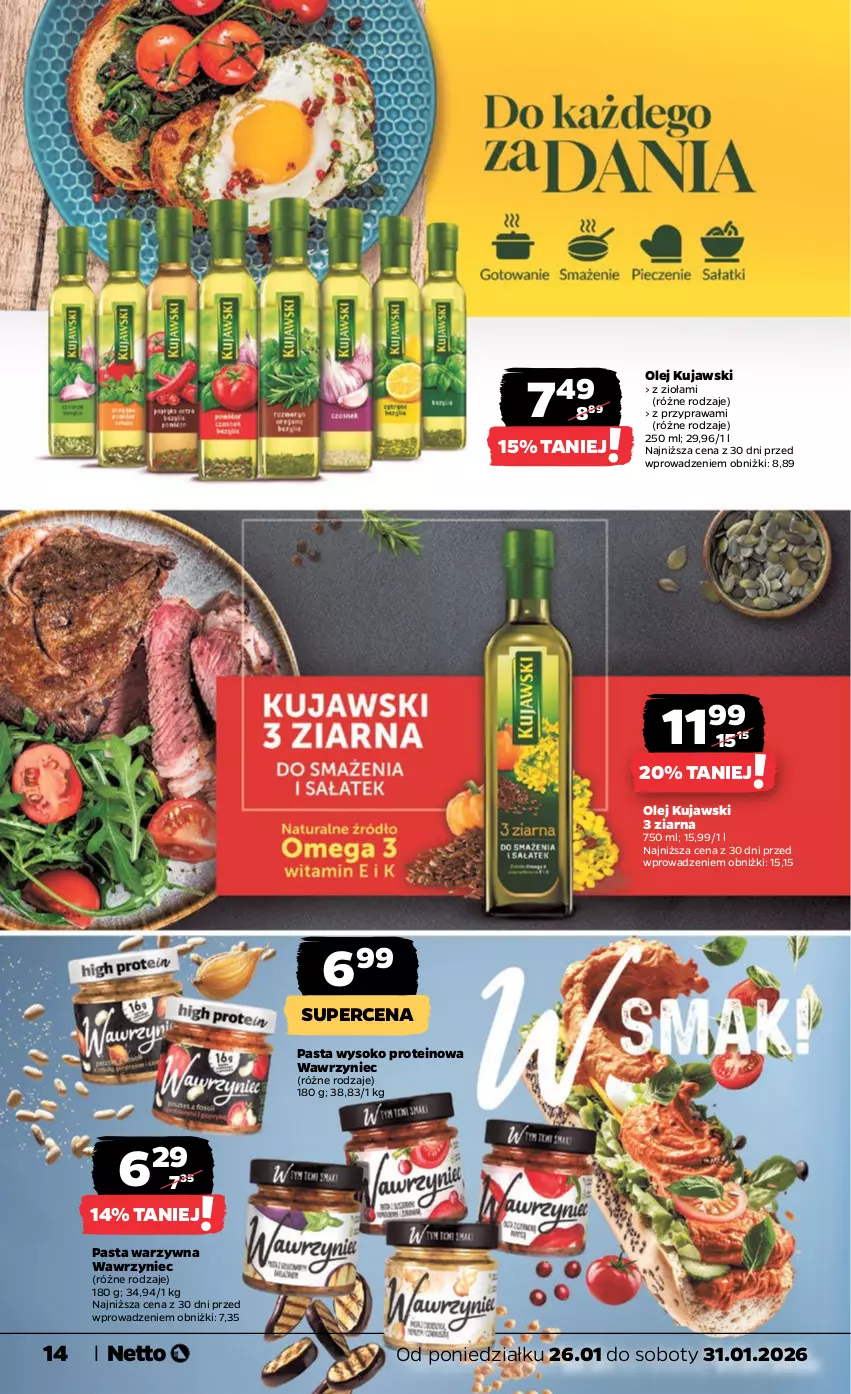 Gazetka promocyjna Netto - Od Poniedziałku - ważna 26.01 do 31.01.2026 - strona 14 - produkty: Kujawski, Olej, Pasta warzywna, Sok