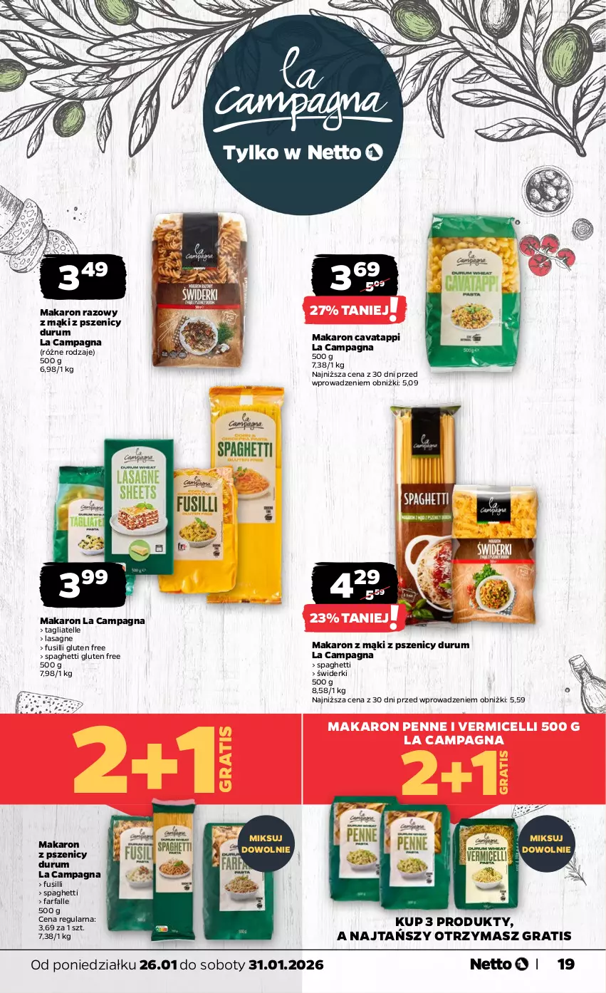 Gazetka promocyjna Netto - Od Poniedziałku - ważna 26.01 do 31.01.2026 - strona 19 - produkty: Fa, Gra, Lasagne, Makaron, Penne, Rum, Spaghetti, Tagliatelle
