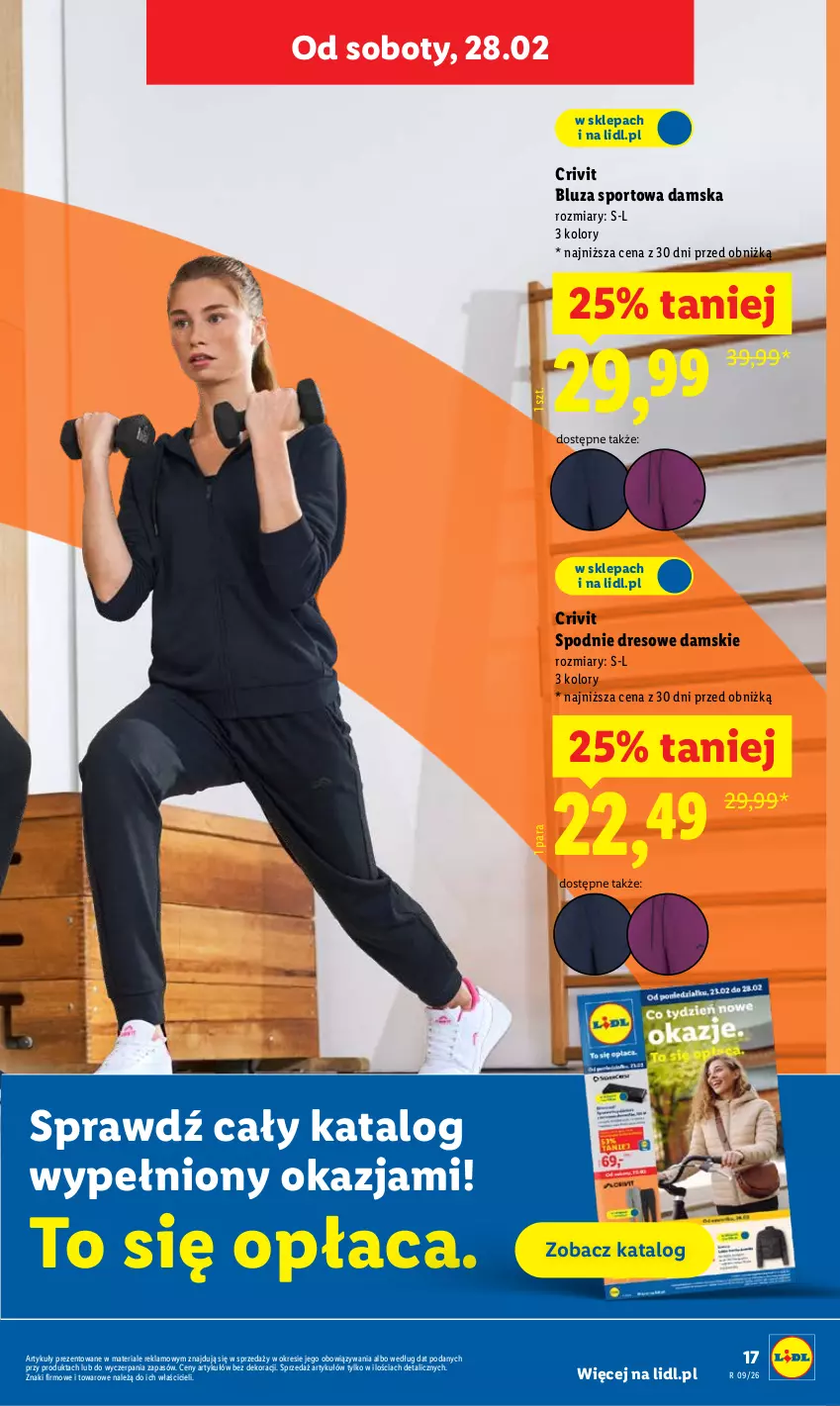 Gazetka promocyjna Lidl - Oferta ważna od 26.02 do 28.02 - ważna 26.02 do 28.02.2026 - strona 17 - produkty: Bluza, Dres, Por, Spodnie, Spodnie dresowe, Sport