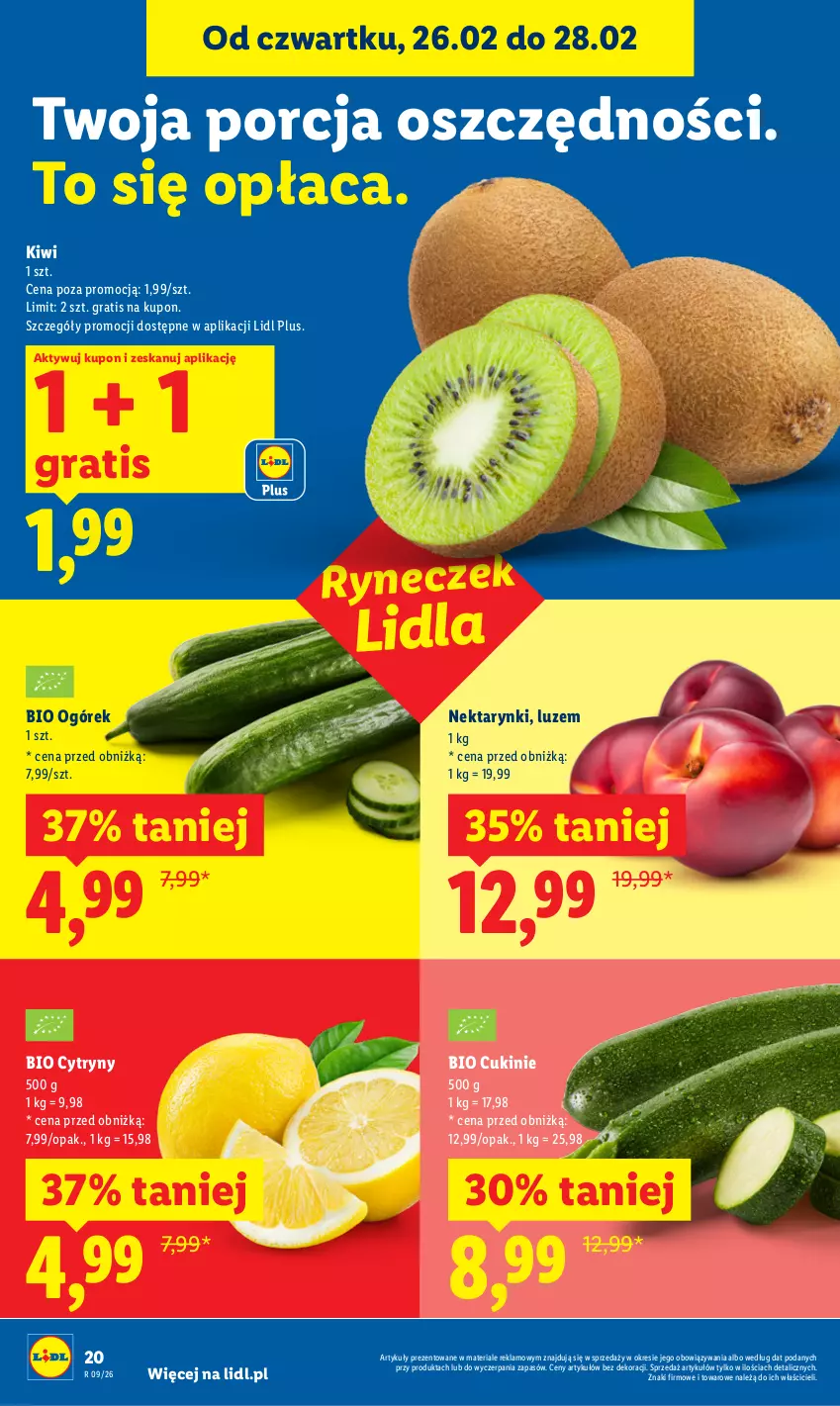 Gazetka promocyjna Lidl - Oferta ważna od 26.02 do 28.02 - ważna 26.02 do 28.02.2026 - strona 20 - produkty: Cytryny, Gra, Kiwi, Nektar, Ogórek, Por