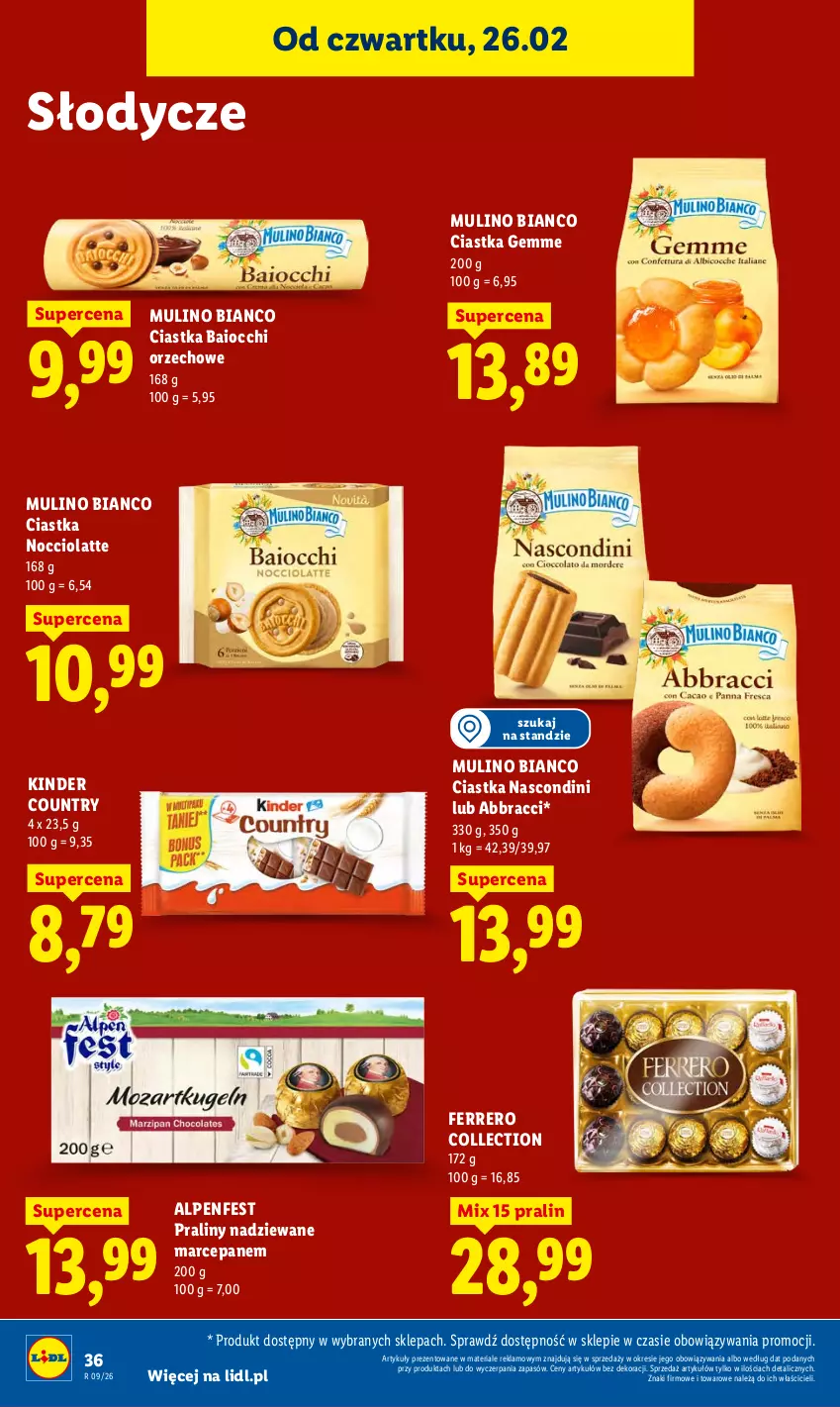 Gazetka promocyjna Lidl - Oferta ważna od 26.02 do 28.02 - ważna 26.02 do 28.02.2026 - strona 36 - produkty: Ciastka, Ferrero, Kinder, Praliny