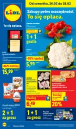 Gazetka promocyjna Lidl - Oferta ważna od 26.02 do 28.02 - Gazetka - ważna od 28.02 do 28.02.2026 - strona 1 - produkty: Kurczak, Kalafior, Ser, Gra, Finish, Jaja, Kawa, Pilos, Gouda, Pomidory, Kinder