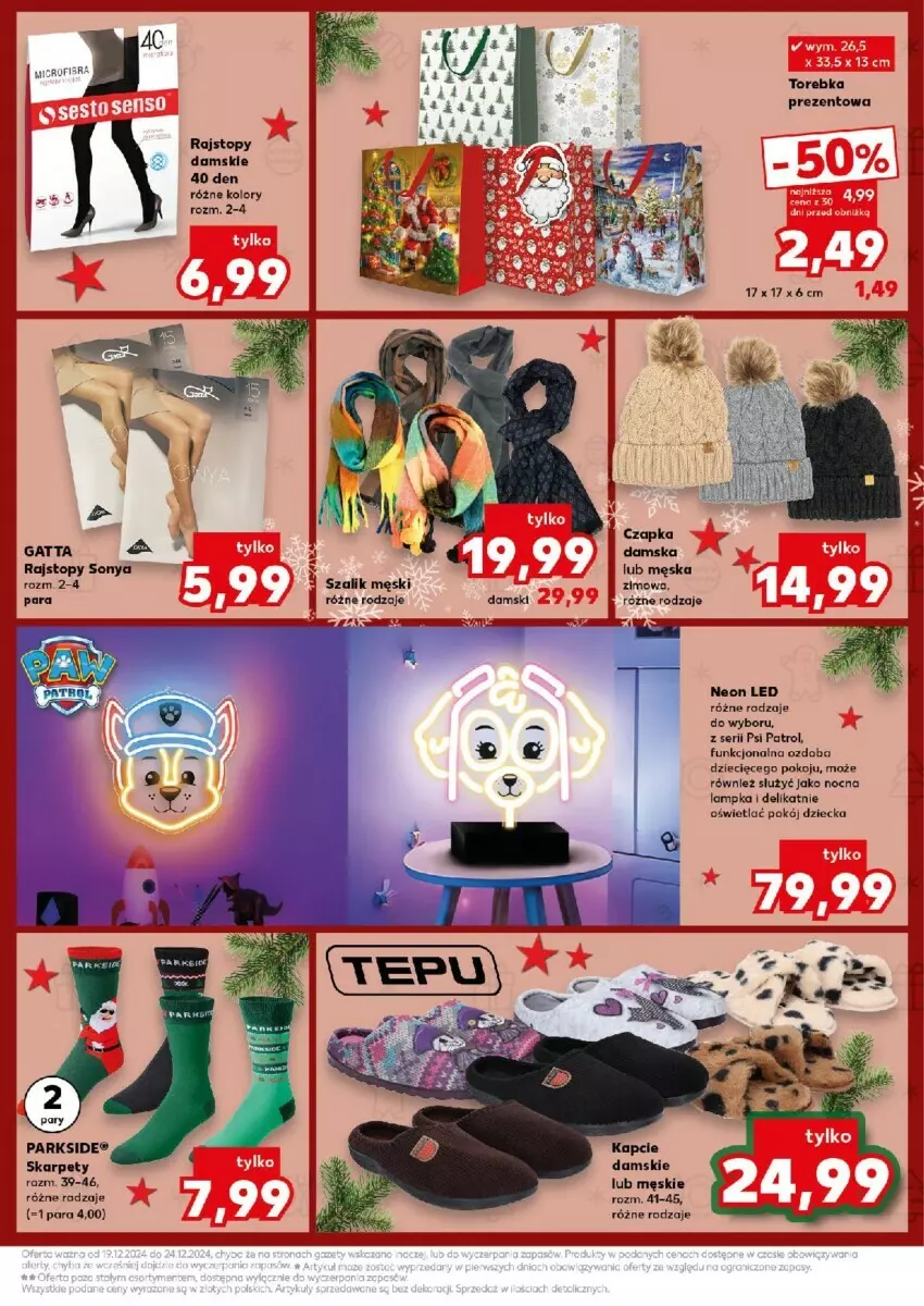 Gazetka promocyjna Kaufland - ważna 19.12 do 24.12.2024 - strona 5 - produkty: Czapka, Dzieci, Gatta, Kapcie, Karp, Ozdoba, Parkside, Psi Patrol, Rajstopy, Ser, Sony, Szal, Top, Torebka