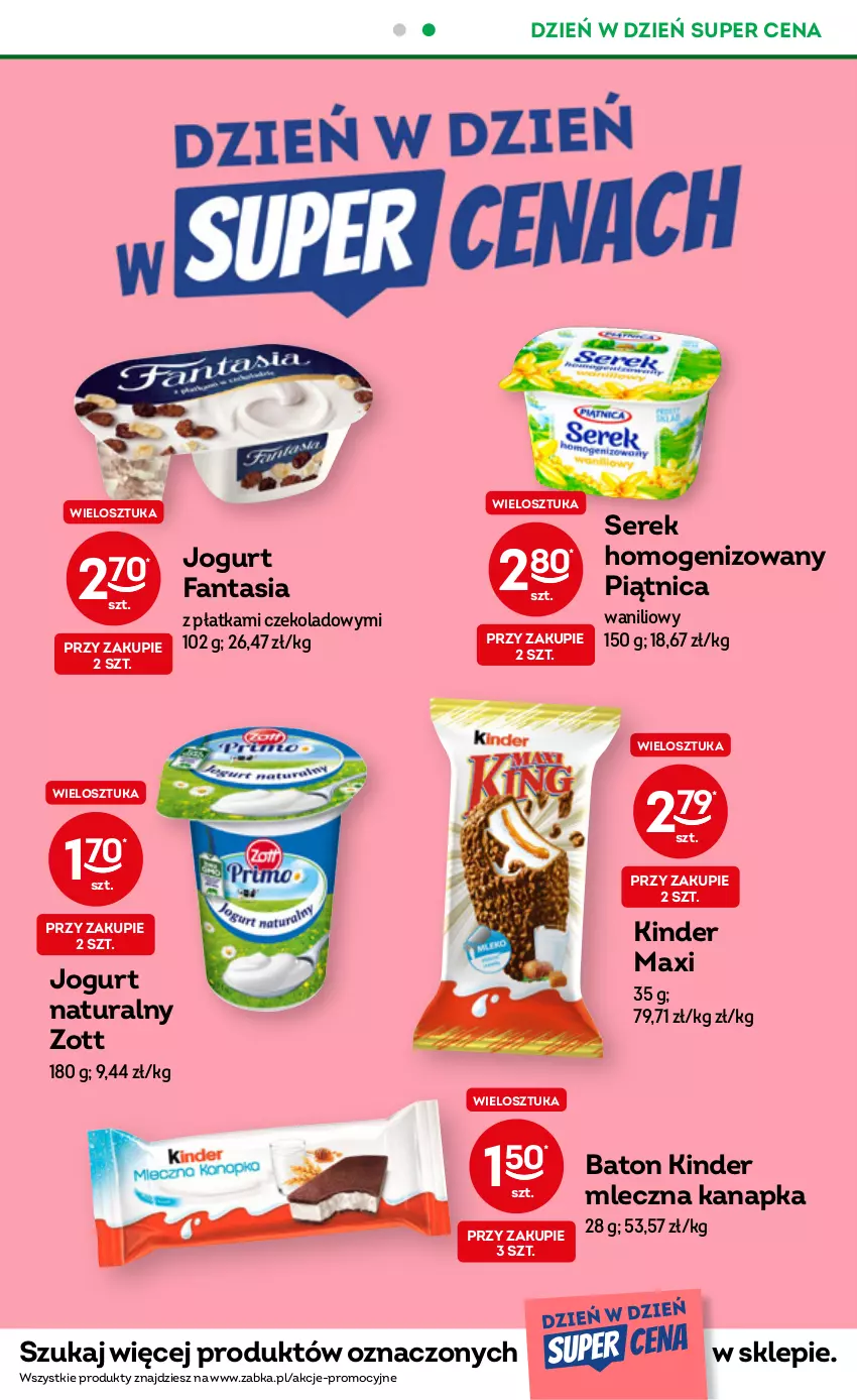 Gazetka promocyjna Żabka - ważna 07.06 do 20.06.2023 - strona 39 - produkty: Baton, Fa, Fanta, Jogurt, Jogurt naturalny, Kinder, Mleczna kanapka, Piątnica, Ser, Serek, Serek homogenizowany, Zott