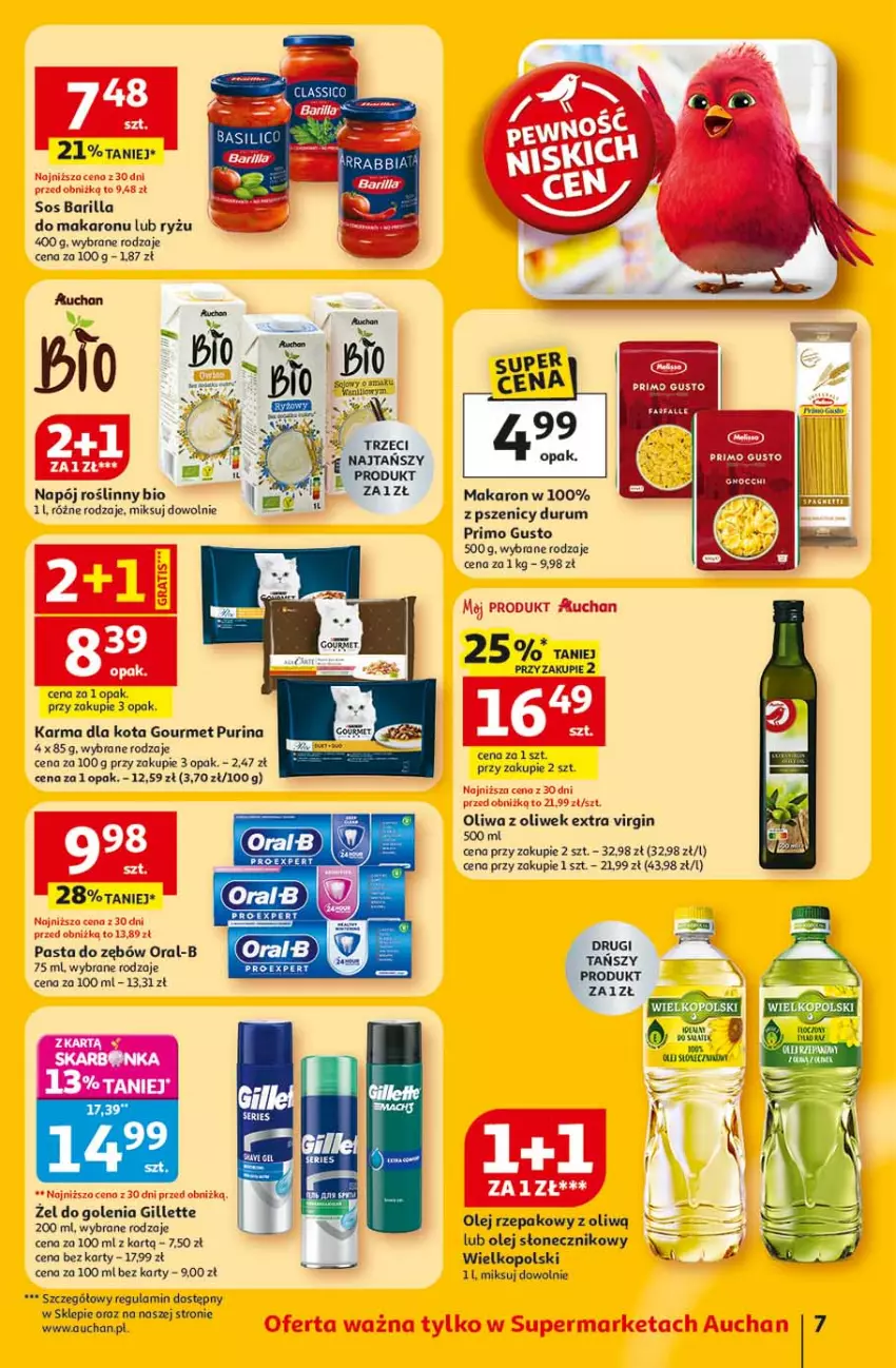 Gazetka promocyjna Auchan - 30 Lat Supermarket - ważna 22.01 do 28.01.2026 - strona 7 - produkty: Barilla, Fa, Gillette, Gin, Makaron, Napój, Napój roślinny, Olej, Olej rzepakowy, Olej słonecznikowy, Oliwa, Oliwa z oliwek, Pasta do zębów, Pur, Purina, Rum, Ryż, Sos, Wiko
