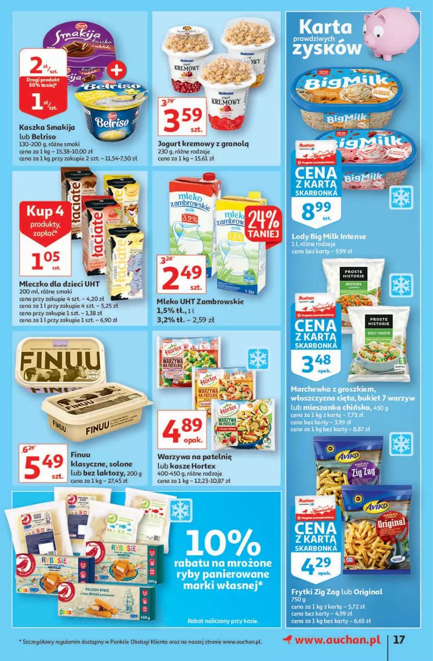 Gazetka promocyjna Auchan - Hiperoszczędzanie z markami Auchan Hipermarkety - ważna 30.09 do 06.10.2021 - strona 17 - produkty: Belriso, Dzieci, Finuu, Gra, Hortex, Jogurt, Mleczko, Mleko, Paluszki rybne, Smakija, Warzywa