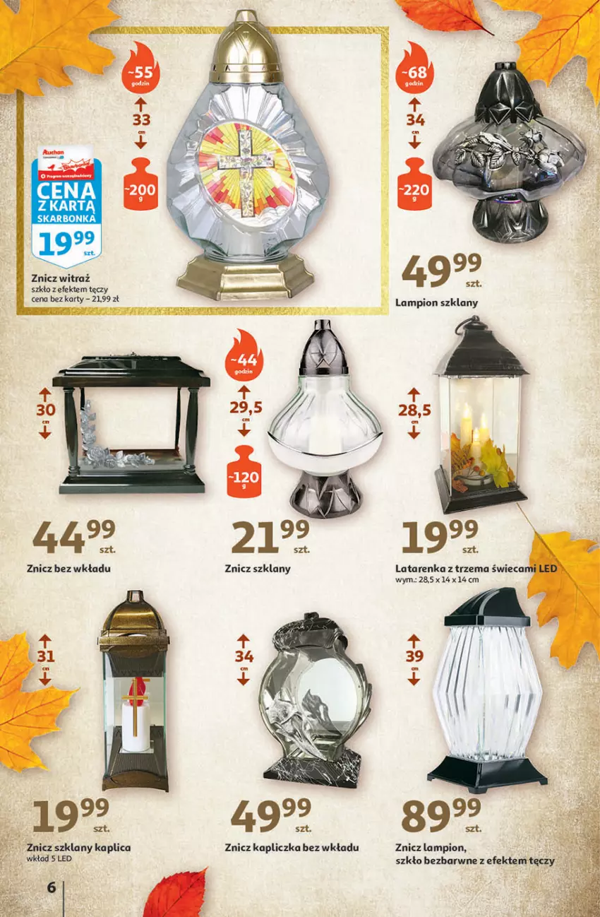 Gazetka promocyjna Auchan - Hiperoszczędzanie z markami Auchan Hipermarkety - ważna 30.09 do 06.10.2021 - strona 6 - produkty: Lampion, Lampion szklany, Latarenka, Znicz