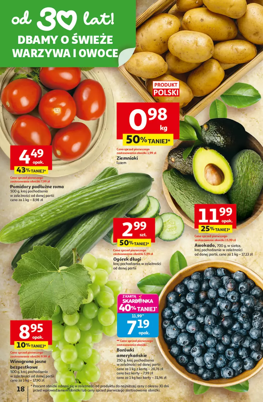 Gazetka promocyjna Auchan - 30 Lat Hipermarket - ważna 05.02 do 11.02.2026 - strona 18 - produkty: Ogórek, Pomidory, Wino, Winogrona, Ziemniaki