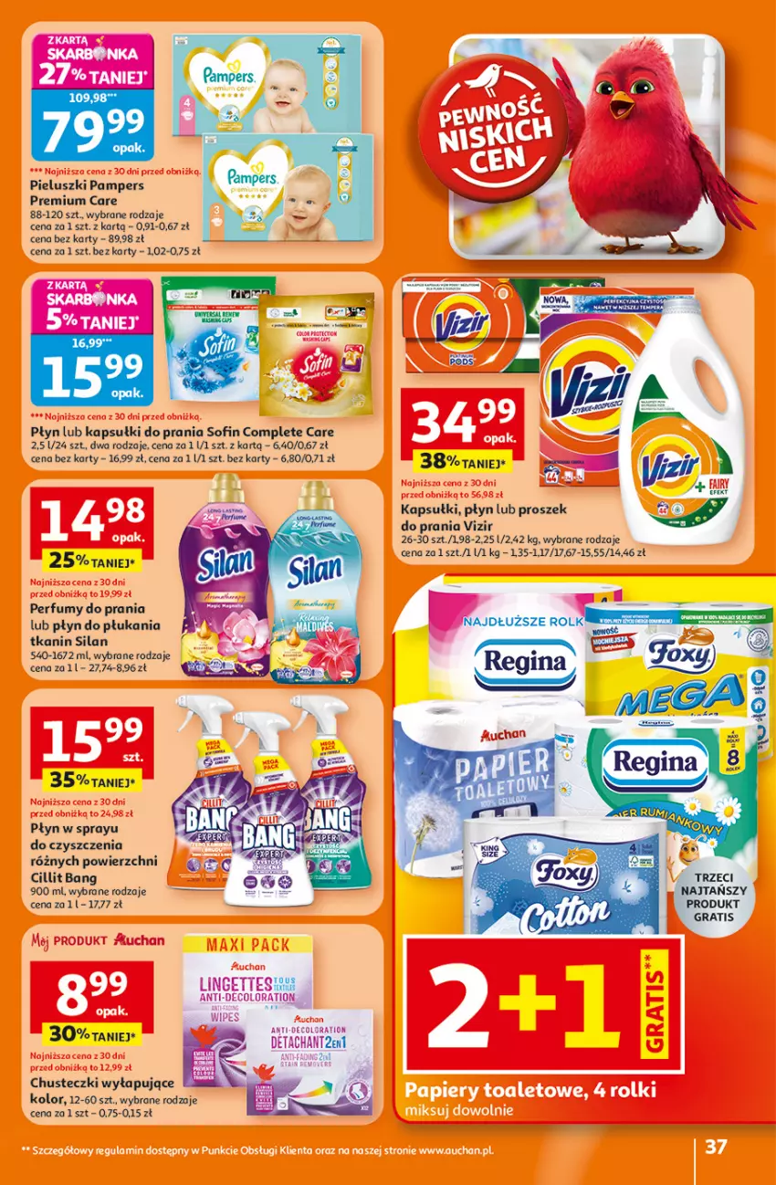 Gazetka promocyjna Auchan - 30 Lat Hipermarket - ważna 05.02 do 11.02.2026 - strona 37 - produkty: Chusteczki, Cillit Bang, Gra, Kapsułki do prania, Pampers, Perfum, Płyn do płukania, Proszek do prania, Silan, Vizir
