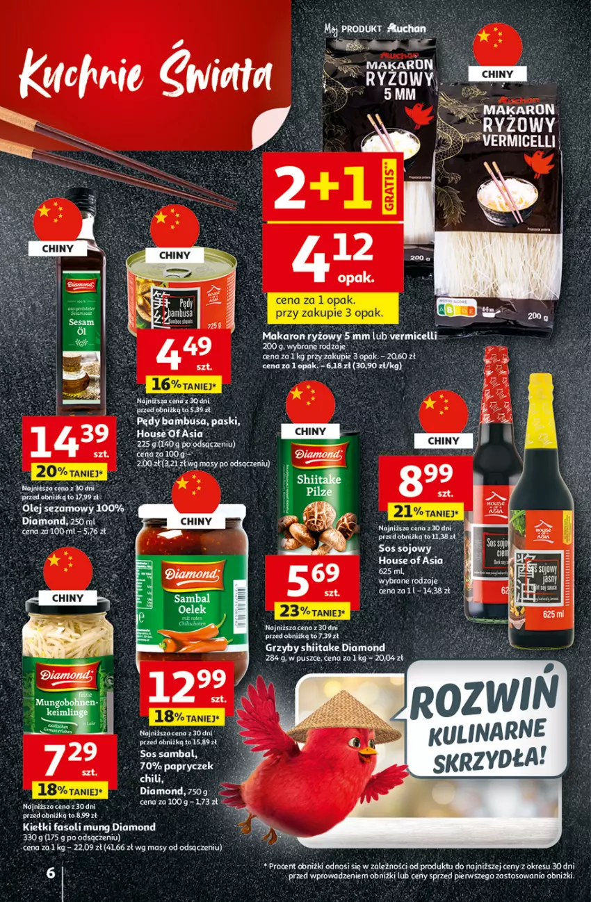 Gazetka promocyjna Auchan - 30 Lat Hipermarket - ważna 05.02 do 11.02.2026 - strona 6 - produkty: Fa, Fasoli mung, Grzyby, Grzyby shiitake, House of Asia, Kiełki, Makaron, Makaron ryżowy, Olej, Olej sezamowy, Pędy bambusa, Ryż, Sezam, Sos, Sos sojowy