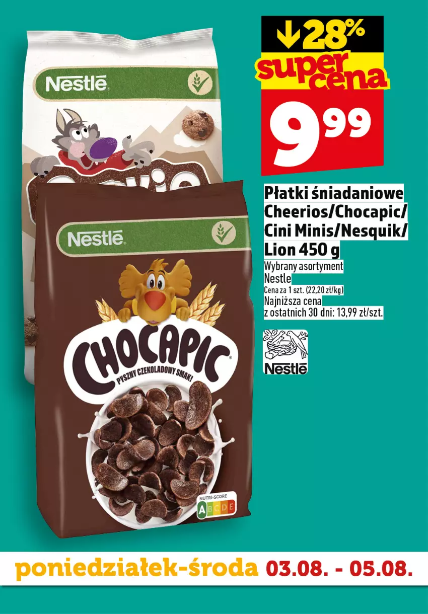 Gazetka promocyjna Topaz - Gazetka - ważna 03.08 do 05.08.2026 - strona 3 - produkty: Cheerios, Cini Minis, Danio, Lion, Nesquik