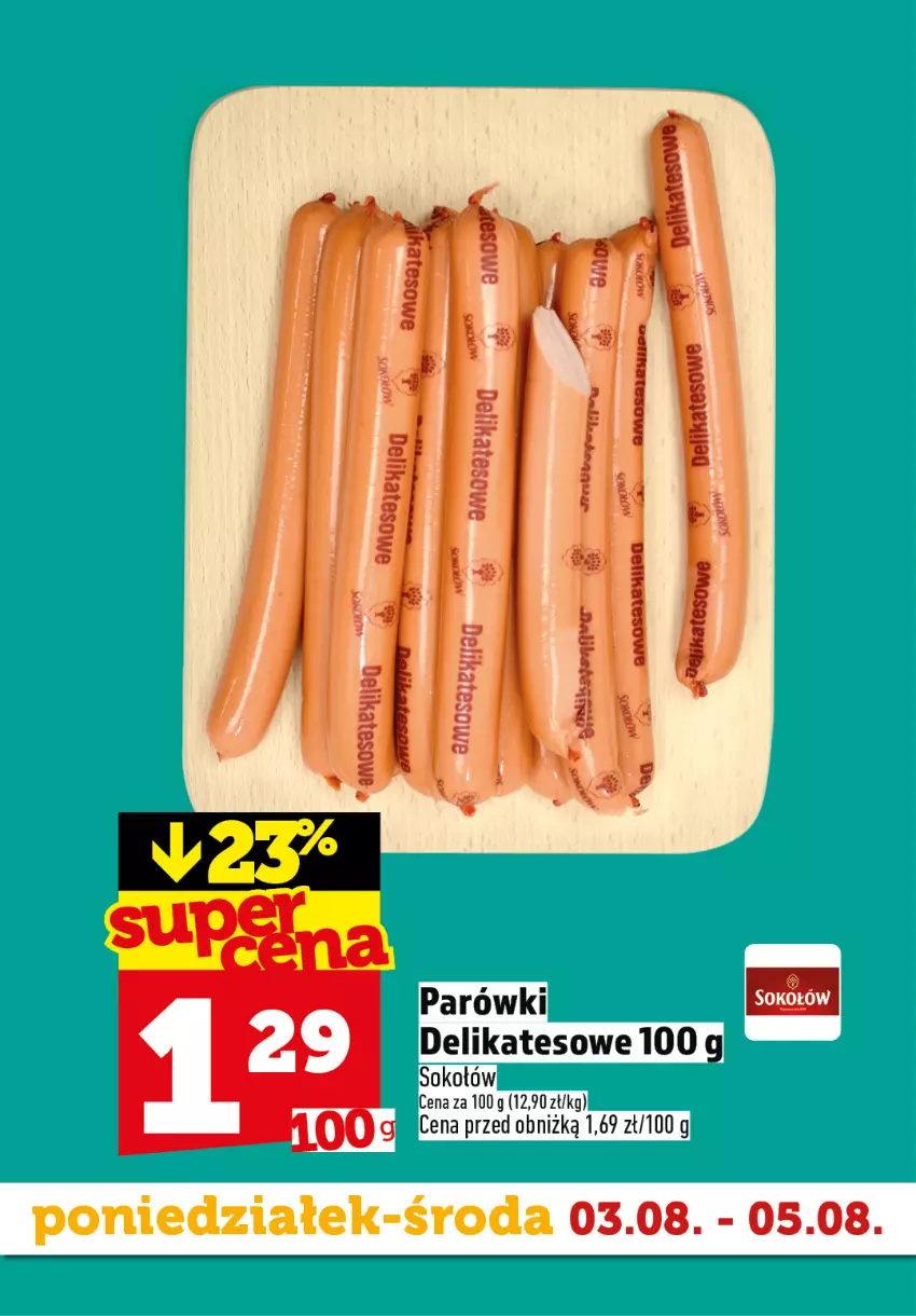Gazetka promocyjna Topaz - Gazetka - ważna 03.08 do 05.08.2026 - strona 5 - produkty: Parówki, Sok, Sokołów
