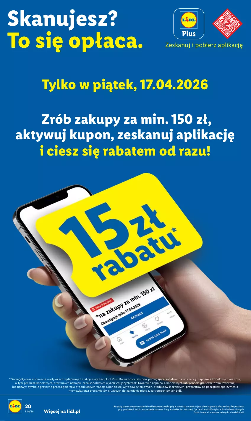 Gazetka promocyjna Lidl - Gazetka ważna od 16.04 do 18.04 - ważna 16.04 do 18.04.2026 - strona 20 - produkty: Gra, Karmi, Napoje, Znicz