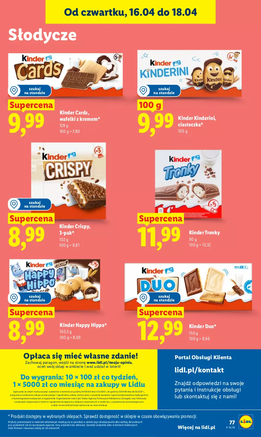 Gazetka promocyjna Lidl - Gazetka ważna od 16.04 do 18.04 - ważna 16.04 do 18.04.2026 - strona 77 - produkty: Gra, HiPP, Kinder, Laur, Mola, Por, Portal